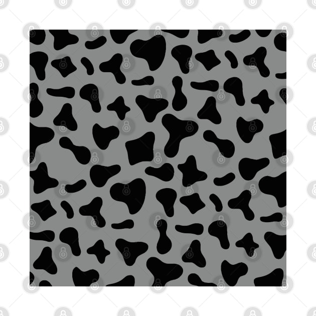 Black Dairy Cow Print Pattern on Grey Background by Cow Print Stuff