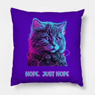 Cat listening to music says nope. Just nope funny Pillow