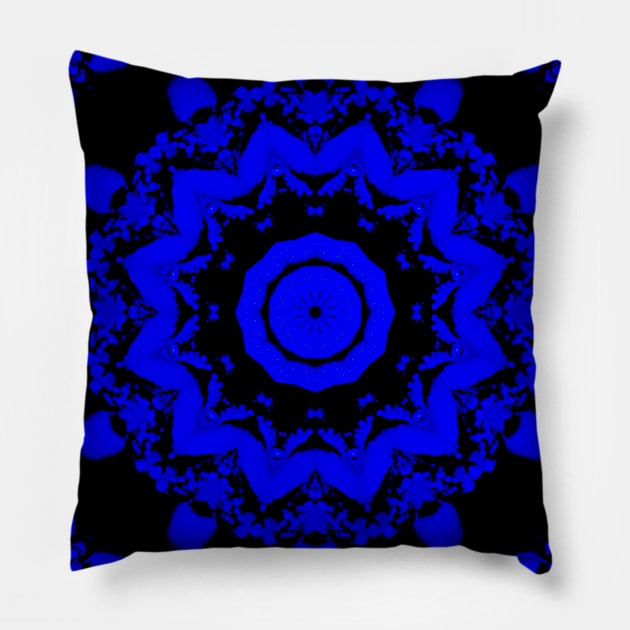 Mandala Kaleidoscope in Cobalt Blue Pillow by Crystal Butterfly Creations