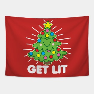 Get Lit Christmas Tree Tapestry