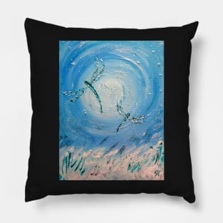 Snow Dragonfly Moon Pillow