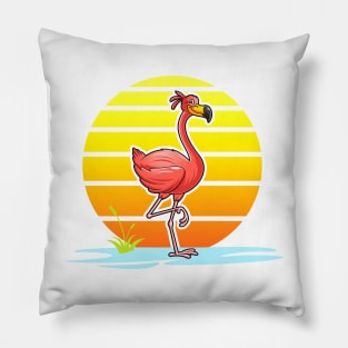 flamingo cartoon Pillow