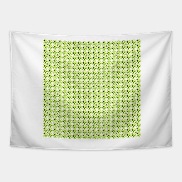 Simple spring toned pattern made of circles, stars and tones of green Tapestry by stephenignacio