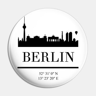 BERLIN GERMANY BLACK SILHOUETTE SKYLINE ART Pin