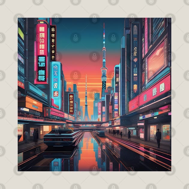 Retro futuristic Tokyo by Spaceboyishere