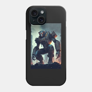 Giant futuristic robot cyborg Monkey attacking the city Phone Case