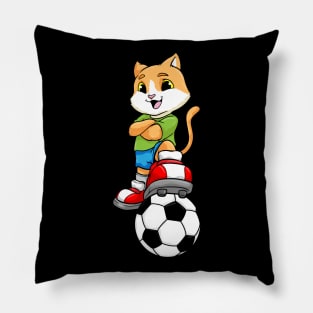 Cat as Soccer player with Soccer ball and Shoes Pillow