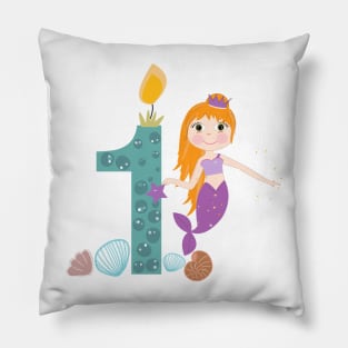 Cute little mermaid first birthday Pillow