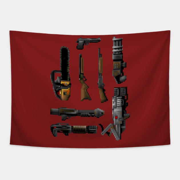 D Guns Tapestry by RetroPixelWorld