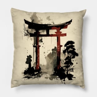 Sumi e Japanese Torii 2 Pillow