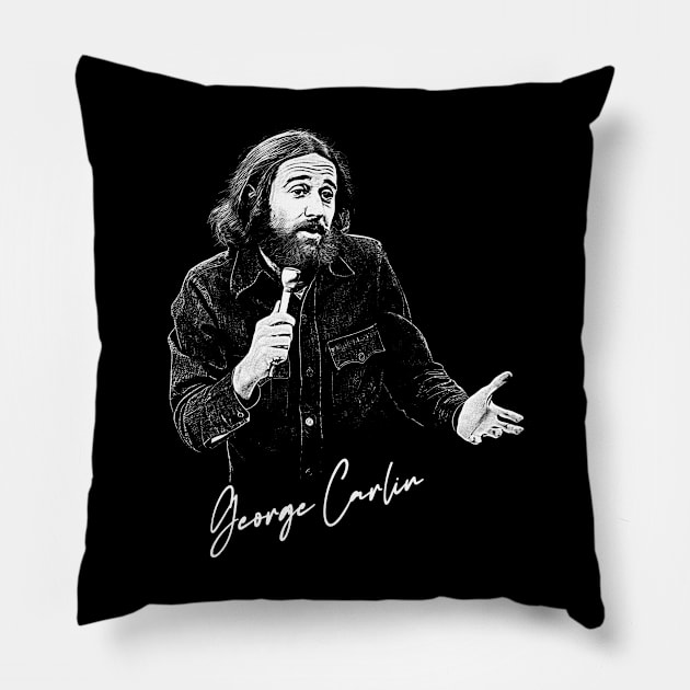 George Carlin // 70s Retro Fan Artwork Pillow by DankFutura