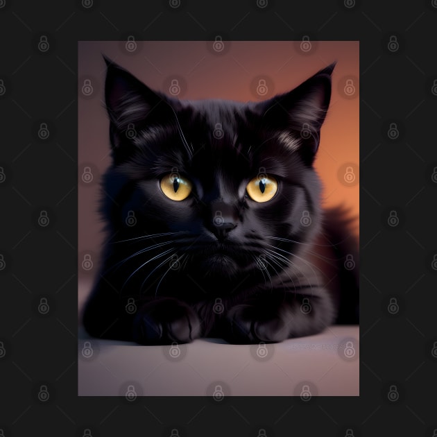 Black Cat - Modern Digital Art by Ai-michiart