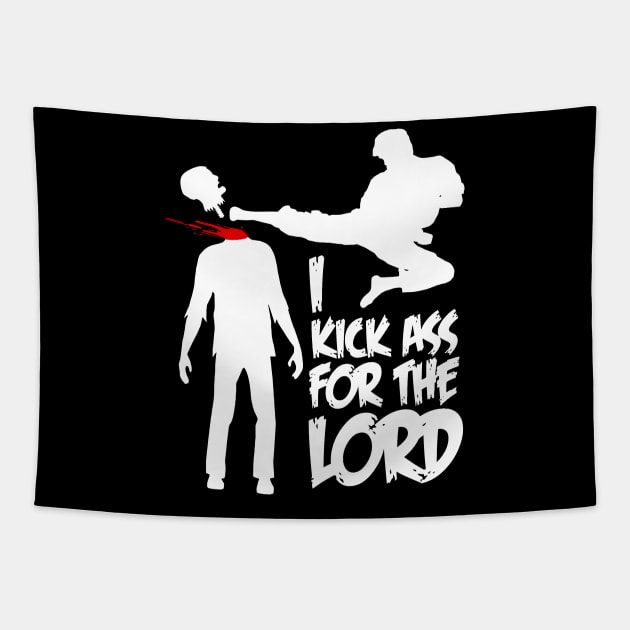 I Kick Ass For The Lord - Braindead / Dead Alive Tapestry by CultureClashClothing