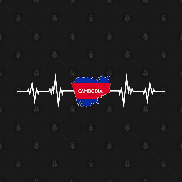 Heartbeat Map Design Cambodian Flag Cambodia by MGS