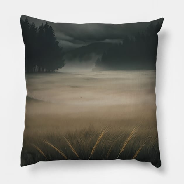 Mist rolling in over the moors Pillow by CursedContent