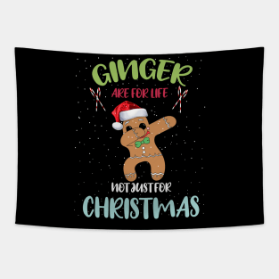 Gingers are for life not just for Christmas Funny dabbing gingerbread wearing Santa hat Tapestry