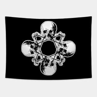 Skull and Bones Pentagram Horror Halloween Tapestry