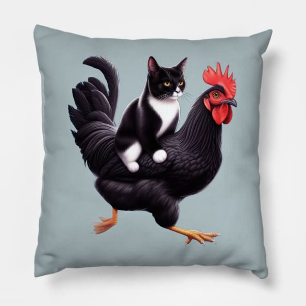 Cat On A Chicken Pillow by TooplesArt