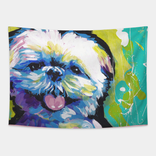Shih Tzu Bright Colorful Pop Dog Art Shih Tzu Tapestry Teepublic