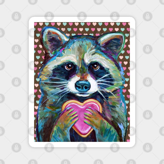VALENTINE'S DAY CUTE RACCOON by Robert Phelps Magnet by RobertPhelpsArt