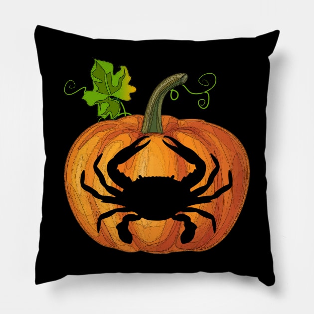 Crab in pumpkin Pillow by Flavie Kertzmann