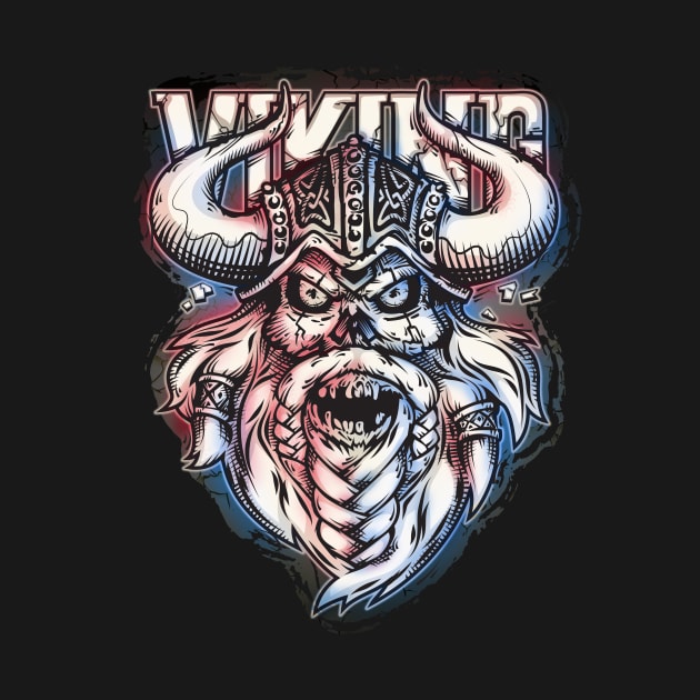 Scary Evil Zombie Viking Skull by Voysla