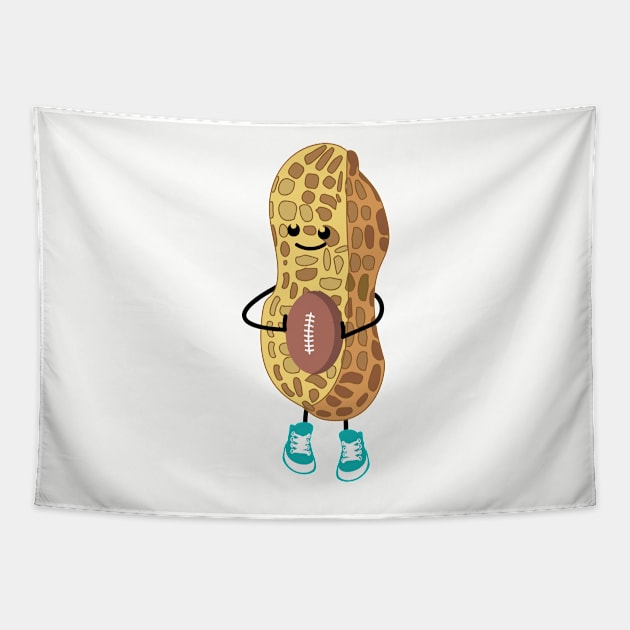 Funny rugby peanut Tapestry by spontania