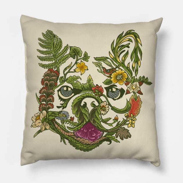 Botanical French Bulldog Pillow by huebucket
