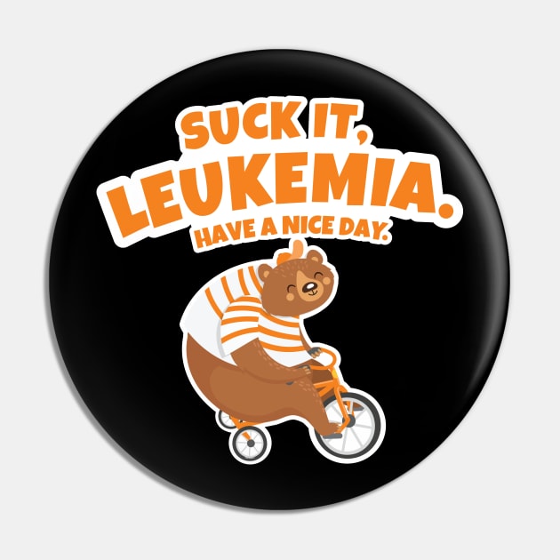 Suck It Leukemia | Bear Riding Tricycle Pin by jomadado