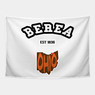 🐶 Berea Ohio Strong, Brown and Orange Map, Est 1836, City Pride Tapestry
