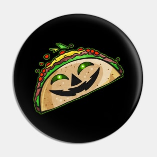 Taco With Jack O Lantern Face Costume Halloween Pin