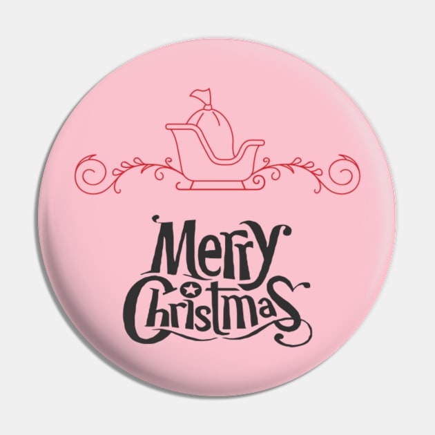 Merry Christmas with Santa's Sleigh Pin by Christamas Clothing