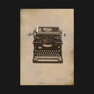 Monochrome black & white Vintage typewriter faded effect. Gift for writer. T-Shirt