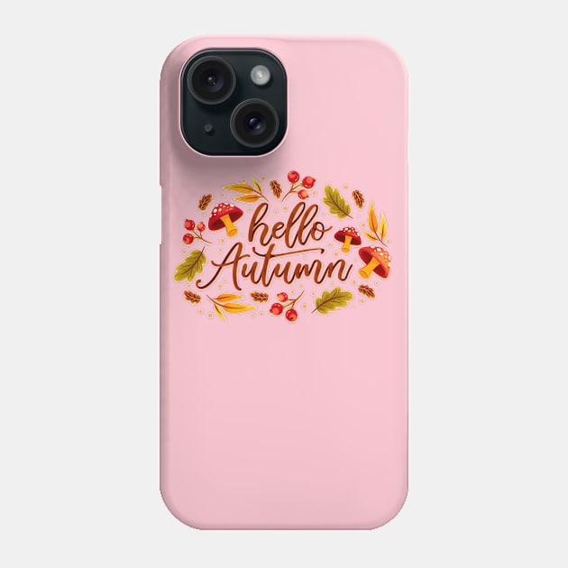 Hello Autumn Mushroom Phone Case by Mako Design 