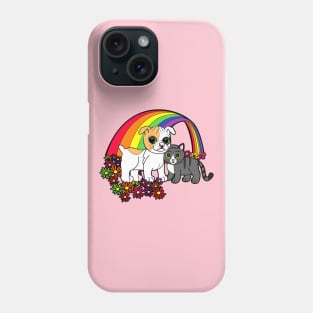 Cute Puppy and Kitty over the Rainbow Phone Case