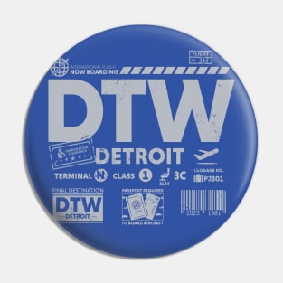 Vintage Detroit DTW Airport Code Travel Day Retro Travel Tag Pin