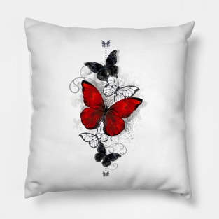 Red and Black Butterflies Pillow