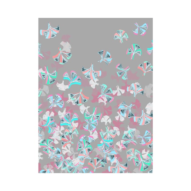 Flight - abstract in pink, grey, white & aqua by micklyn