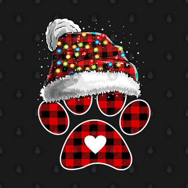 Dog Paw Christmas Plaid Santa Hat by Jas-Kei Designs