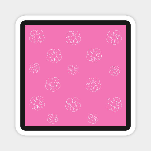 Pink Flowers Pattern Digital Art | Melanie Jensen Illustrations Magnet by illusima