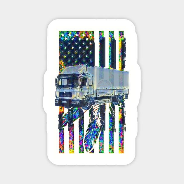 Semi Truck feather flag Magnet by PersianFMts