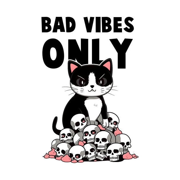 Bad Vibes Only Funny Cat by Nessanya