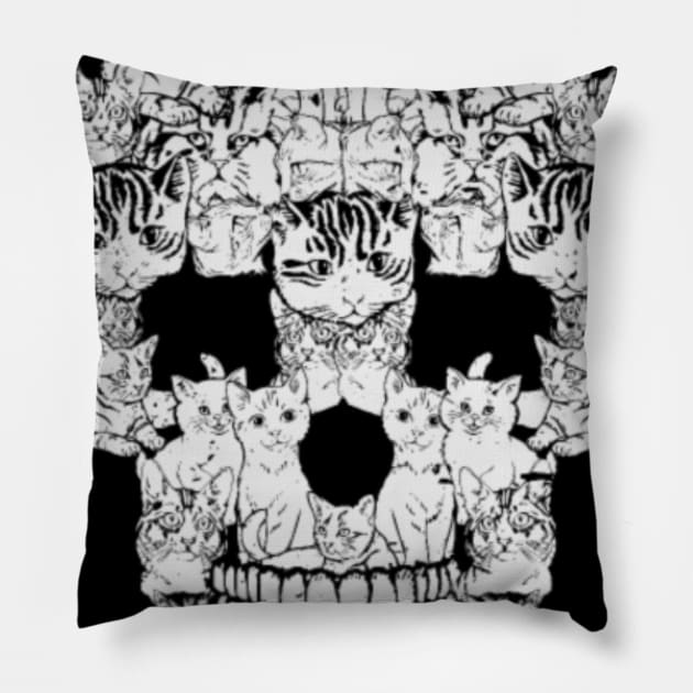 Niche Skull Island Mod Art  Cats Skull Cat Pillow by LailaLittlerwm