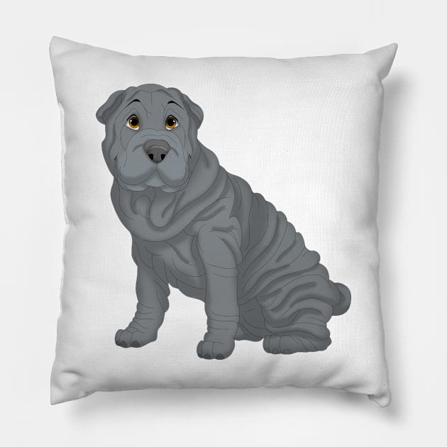 Blue Shar-Pei Dog Pillow by millersye