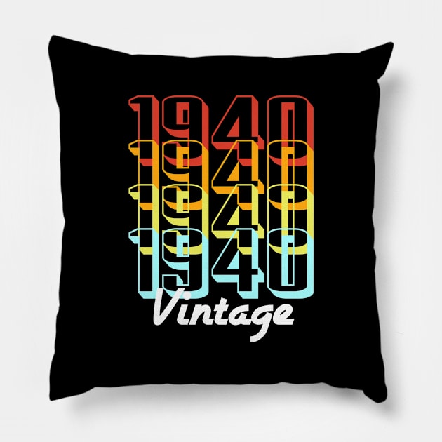 Vintage Since 1940 Old Men Women Retro Sunset Pillow by jonathanptk