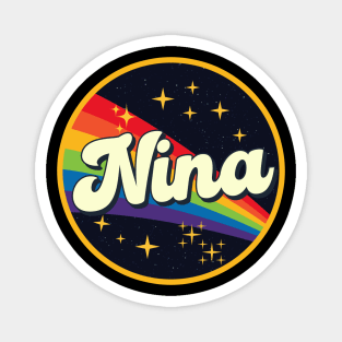 Nina // Rainbow In Space Vintage Style Magnet