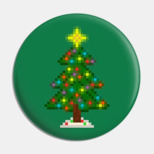 Pixel Christmas Tree with Glowing Lights (Green) Pin