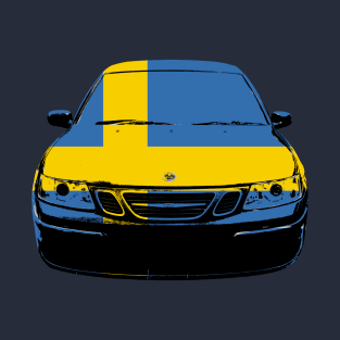 Saab 9-3 OG 1st generation classic car monoblock Swedish flag T-Shirt