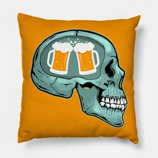 Funny Beer Lover Skull Beer Drinking Party Lover Pillow