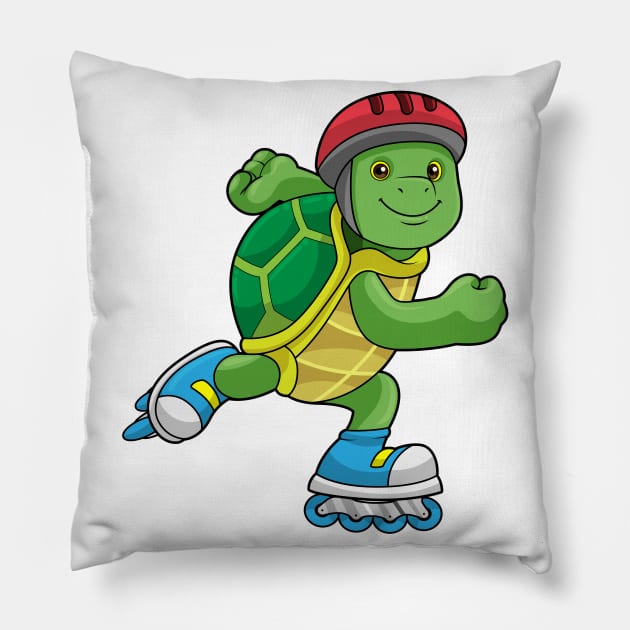 Turtle as Skater with Inline skates & Helmet Pillow by Markus Schnabel